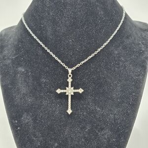 Elegant Silver Cross Pendant Necklace